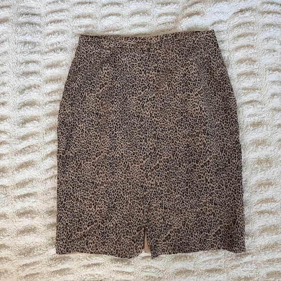 Vintage Silk Leopard Animal Print Office Siren Pencil Skirt Size 12 - Picture 3 of 7